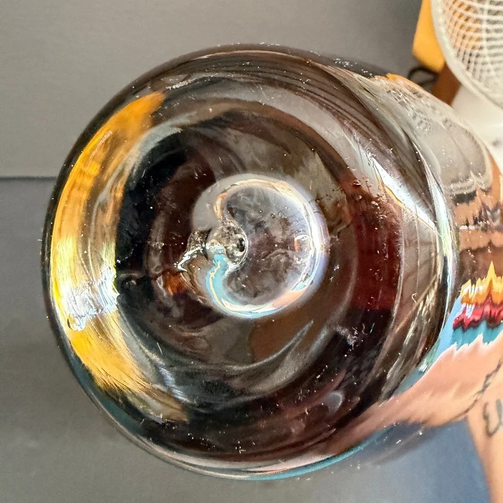 Amber Poland Poland Vase Hand Blown Amber Glass Heavy Base Teardrop 10.5in